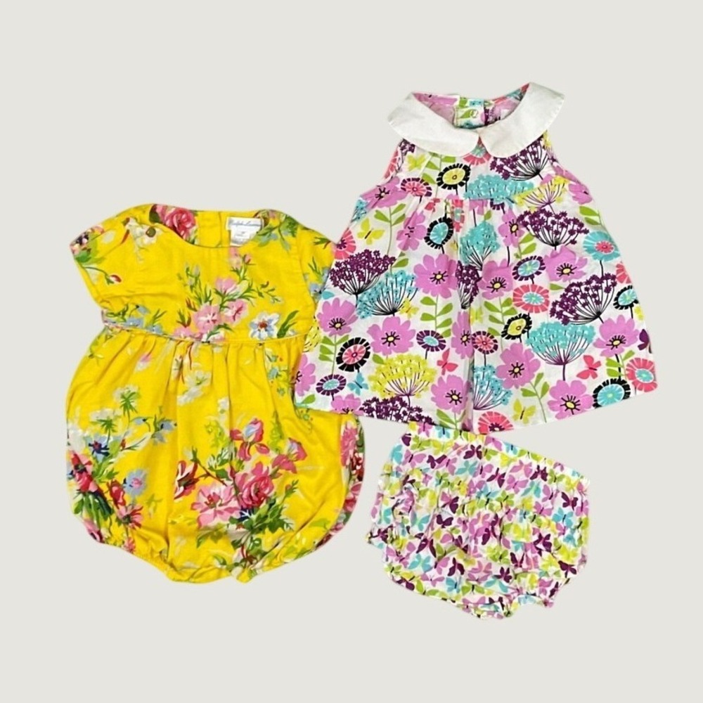 Ralph Lauren & Vera Bradley Baby Girls Floral Romper Dress Set 3-6 Months